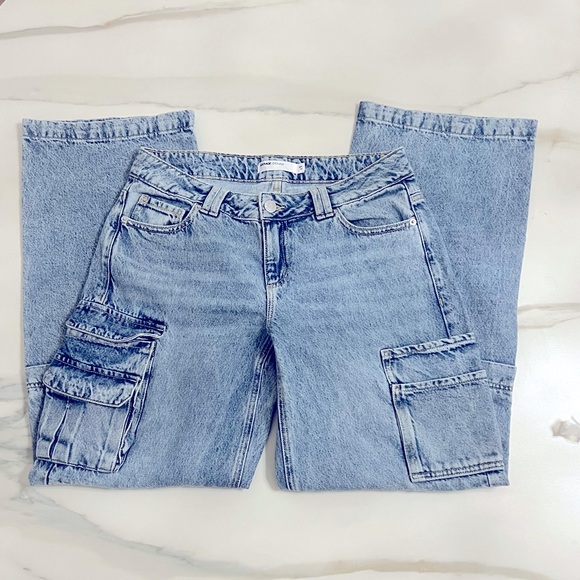 GARAGE Low Rise Wide Leg Cargo Jean - Ronnie Blue - Picture 4 of 6